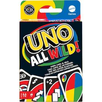 Imagen alusiva al producto Mattel Games UNO All Wild Juego de Cartas, Serie UNO All Wild, Modelo HHL33, Baraja de 112 Cartas