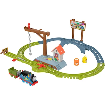 Imagen alusiva al producto Thomas & Friends Pista de Juguete Motorizada Entrega de Pintura con Thomas, Troublesome Truck y Accesorios, Serie All Engines Go, Modelo HTN34, para Niños de 3 Años en Adelante