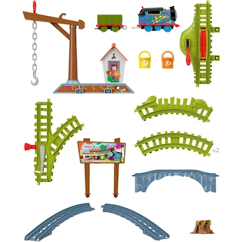 Imagen 4 de Thomas & Friends Pista de Juguete Motorizada Entrega de Pintura con Thomas, Troublesome Truck y Accesorios, Serie All Engines Go, Modelo HTN34, para Niños de 3 Años en Adelante