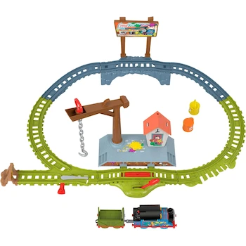 Imagen 5 de Thomas & Friends Pista de Juguete Motorizada Entrega de Pintura con Thomas, Troublesome Truck y Accesorios, Serie All Engines Go, Modelo HTN34, para Niños de 3 Años en Adelante