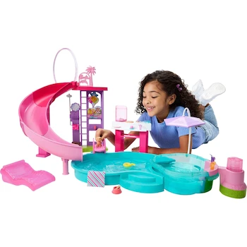 Imagen de referencia para Barbie Set de Juego Piscina de los Sueños, Modelo JFP01, Serie de los Sueños, para Niñas de 3 Años en Adelante, Más de 20 Piezas y Accesorios, Altura 20.67 Pulgadas, Fabricante Mattel