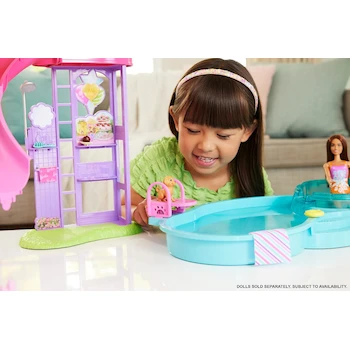 Imagen 2 de Barbie Set de Juego Piscina de los Sueños, Modelo JFP01, Serie de los Sueños, para Niñas de 3 Años en Adelante, Más de 20 Piezas y Accesorios, Altura 20.67 Pulgadas, Fabricante Mattel