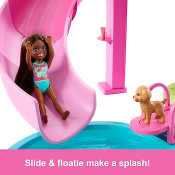 Imagen 5 de Barbie Set de Juego Piscina de los Sueños, Modelo JFP01, Serie de los Sueños, para Niñas de 3 Años en Adelante, Más de 20 Piezas y Accesorios, Altura 20.67 Pulgadas, Fabricante Mattel