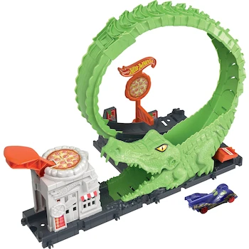 Imagen alusiva al producto Hot Wheels City HKX39 - Pista de Juguete Némesis Cocodrilo con 1 Vehículo Escala 1:64, Serie Hot Wheels City, para Niños de 4 Años en Adelante