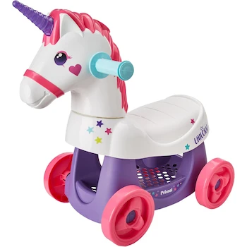 Imagen alusiva al producto Prinsel Modelo 1715 Montable Roller Unicornio Serie Montables + Correpasillos, Tamaño 47 cm Alto x 52 cm Largo x 38 cm Ancho, Capacidad 20 kg, Colores Rosa, Blanco, Morado