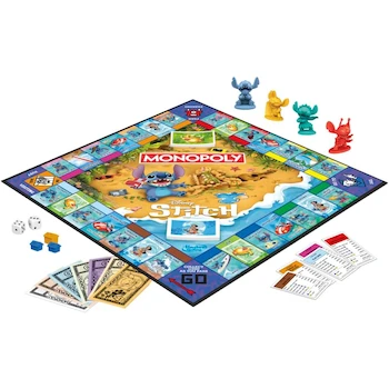 Imagen 3 de Hasbro Gaming Monopoly Edición Disney Stitch Juego de Mesa Oficial Azul para 2-6 Jugadores a Partir de 8 Años