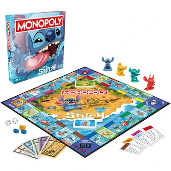 Imagen 4 de Hasbro Gaming Monopoly Edición Disney Stitch Juego de Mesa Oficial Azul para 2-6 Jugadores a Partir de 8 Años