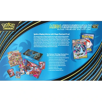 Imagen 2 de Pokémon TCG: Mega Charizard X ex Ultra-Premium Collection con Mega Charizard X ex y Oricorio ex, 65 Fundas, Tapete, Caja de Mazo, Moneda Metálica