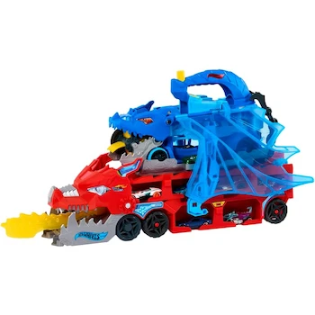 Imagen 4 de Hot Wheels City Pista de Juguete Súper Remolque con Dos Dragones Épicos y Dos Vehículos a Escala 1:64 para Niños de 4 Años en Adelante