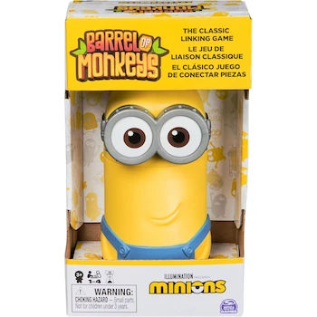 Imagen de referencia para Spin Master Games Barrel of Monkeys Minions Juego Conectar Multicolor, Modelo 6072291, Serie Barrel of Monkeys Minions, 15 Minions + 1 Barril, Plástico, 11.43 x 8.59 x 19.38 cm, 3+ Años, 230 g