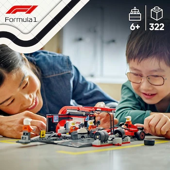 Imagen 2 de LEGO City 60443 Parada en Pits de F1 y Equipo de Mecánicos con Auto Ferrari Rojo, Set de Construcción de 322 Piezas, Serie City, para Niños de 6 Años o Más, Dimensiones 8 cm Alto x 14 cm Ancho x 5 cm Profundo