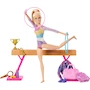 Miniatura de Barbie Profesiones Set de Juego Gimnasta Muñeca Cabello Rubio con Viga de Equilibrio y Más de 10 Accesorios Temáticos Mattel HRG52 para Niñas de 3 Años en Adelante