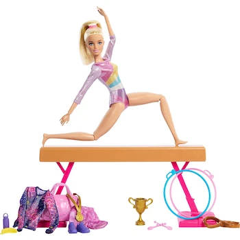 Imagen 5 de Barbie Profesiones Set de Juego Gimnasta Muñeca Cabello Rubio con Viga de Equilibrio y Más de 10 Accesorios Temáticos Mattel HRG52 para Niñas de 3 Años en Adelante