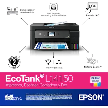 Imagen 2 de Epson EcoTank L14150 Impresora Multifuncional a Color Negro con Tanque de Tinta Formato Ancho hasta A3+