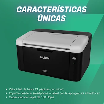 Imagen 3 de Brother HL-1212W Impresora Láser Monocromática Compacta con Conectividad Inalámbrica Wi-Fi Negro/Gris