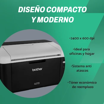 Imagen 4 de Brother HL-1212W Impresora Láser Monocromática Compacta con Conectividad Inalámbrica Wi-Fi Negro/Gris