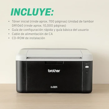 Imagen 5 de Brother HL-1212W Impresora Láser Monocromática Compacta con Conectividad Inalámbrica Wi-Fi Negro/Gris