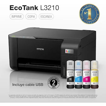 Imagen 2 de Epson EcoTank L3210 Impresora Multifuncional a Color Inyección de Tinta con Tanque de Tinta A4 USB Negro
