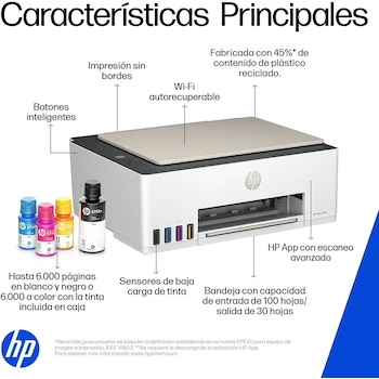 Imagen 5 de HP Impresora Multifuncional Smart Tank 583 Todo-en-Uno con Tanque de Tinta, Color Beige, Modelo 4A8D7A#AKY