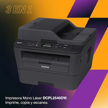 Imagen 2 de Brother Impresora Multifuncional Láser Monocromática 3 en 1 DCP-L2540DW Color Negro