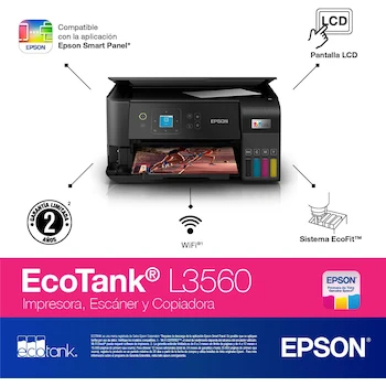 Imagen 2 de Epson EcoTank L3560 Impresora Multifuncional con Tanque de Tinta a Color Negra