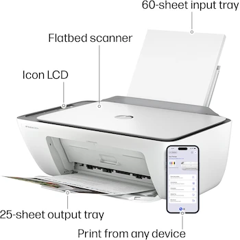 Imagen 4 de HP DeskJet 2855e Impresora Todo en Uno Inalámbrica de Inyección de Tinta a Color con Escáner y Copiadora Blanca, Mejor para el Hogar, 3 Meses de Instant Ink Incluidos, Modelo 588S5A
