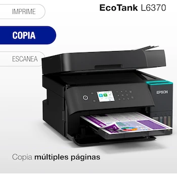 Imagen 5 de Epson Impresora Multifuncional a Color Inalámbrica con Sistema de Tanque de Tinta EcoTank L6370 Negra con Conectividad Ethernet Modelo C11CL43301 Serie L