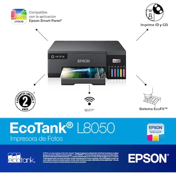 Imagen 2 de Epson EcoTank L8050 Impresora Fotográfica a Color de Tanques de Tinta de 6 Colores A4 Negra Modelo L8050 Serie EcoTank