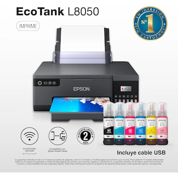 Imagen 3 de Epson EcoTank L8050 Impresora Fotográfica a Color de Tanques de Tinta de 6 Colores A4 Negra Modelo L8050 Serie EcoTank