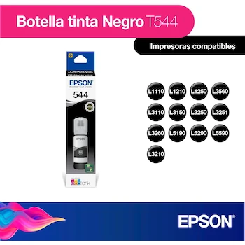 Imagen 2 de Epson Tinta Negra T544120 T544 Original EcoTank EcoFit Botella 65ml para L3110 L3150 L5190 L3210 L3250 L3260 L5290
