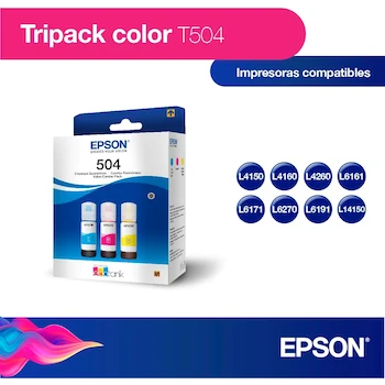 Imagen 2 de Epson Ecofit Botellas de Tinta Originales T504 Cian, Magenta y Amarillo 70 ml Cada Una Pack de 3 Unidades
