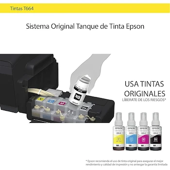 Imagen 2 de Epson EcoFit Botellas de Tinta Originales Serie T664 Pack de 4 Unidades Negro, Cian, Magenta y Amarillo 70 ml Cada Botella