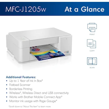 Imagen 3 de Brother MFC-J1205W INKvestment Tank Impresora Multifunción de Inyección de Tinta a Color Blanco