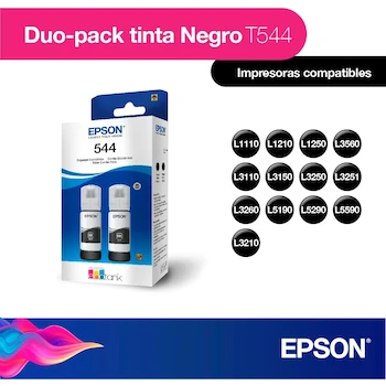 Imagen 2 de Epson EcoFit Botellas de Tinta Negra T544 65 ml, Pack de 2 Unidades