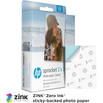 Imagen 2 de Papel Fotográfico HP Sprocket Premium ZINK con Respaldo Adhesivo 2x3 pulgadas (100 Hojas) Modelo 1DE40A Compatible con Impresoras HP Sprocket Versión Original