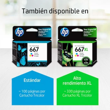 Imagen 3 de HP Cartucho de Tinta 667 Tricolor Original (3YM78AL) para Impresoras DeskJet Ink Advantage 1275, 2374, 2375, 2376, 2775, 2776, 6076, 6476 - Rendimiento hasta 100 páginas