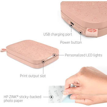 Imagen 2 de HP Sprocket Portable 2x3" Instant Photo Printer (Blush Pink) Zink Paper Bundle