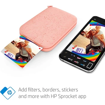 Imagen 3 de HP Sprocket Portable 2x3" Instant Photo Printer (Blush Pink) Zink Paper Bundle