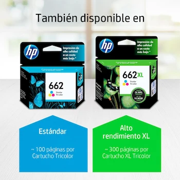 Imagen 3 de HP Cartucho de Tinta 662 Tricolor Original CZ104AL para Impresoras Deskjet Ink Advantage 3545 2545 1015 1515 4645 3515 2515 2645 Rendimiento hasta 100 páginas