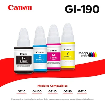 Imagen 2 de Canon Botella de Tinta Original GI-190 Magenta 70ml Serie PIXMA G para Modelos G1100 G1110 G2100 G2110 G3100 G3110 G4100 G4110