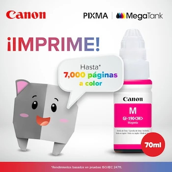 Imagen 4 de Canon Botella de Tinta Original GI-190 Magenta 70ml Serie PIXMA G para Modelos G1100 G1110 G2100 G2110 G3100 G3110 G4100 G4110