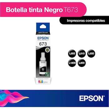 Imagen 4 de Epson Botella de Tinta Negra T673120-AL 70 ml EcoTank para Impresoras L800 L805 L810 L850 L1800
