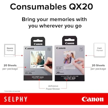 Imagen 5 de Canon Juego de Tinta y Etiquetas de Color XS-20L (20 Hojas), Compatible con Impresora SELPHY Square QX10
