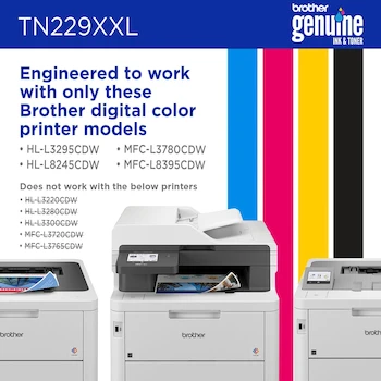 Imagen 2 de Brother TN229XXLY - Cartucho de Tóner Amarillo Original de Súper Alto Rendimiento (Super High Yield) - Hasta 4.000 Páginas - Compatible con HL-L3295CDW, HL-L8245CDW, MFC-L3780CDW, MFC-L8395CDW