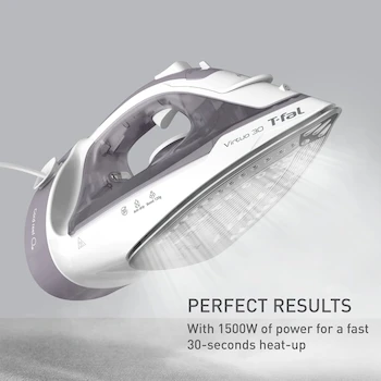 Imagen 3 de T-fal Plancha de Vapor Cordreel Virtuo 30, Color Gris, Modelo FV2C80U0, Suela de Cerámica XL, Dimensiones 30.6 cm x 13.4 cm