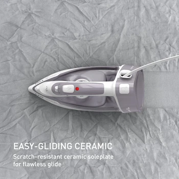 Imagen 5 de T-fal Plancha de Vapor Cordreel Virtuo 30, Color Gris, Modelo FV2C80U0, Suela de Cerámica XL, Dimensiones 30.6 cm x 13.4 cm