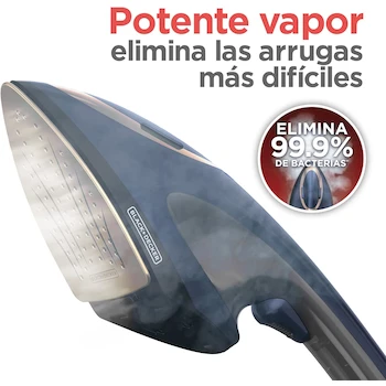 Imagen 5 de Black+Decker Plancha y Vaporizador Vertical 2 en 1, Modelo HGS500-LA, Color Azul Marino, Tanque 170 ml