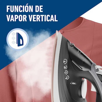 Imagen 5 de Oster Plancha de Vapor con Suela Grande de Cerámica, Color Blanco y Negro, Modelo GCSTEP2501-013, Capacidad del Tanque 300 ml, Dimensiones 31.75 x 13.97 x 15.99 cm, Peso 1 kg