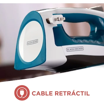 Imagen 3 de Black+Decker Plancha de Vapor SmartSteam Modelo ICR1924 Verde con Cable Retráctil