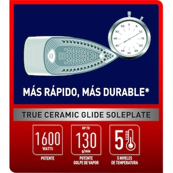 Imagen 3 de T-fal Plancha de Vapor Express Steam, Blanca/Azul, Modelo FV2830X0, Tanque 270 ml